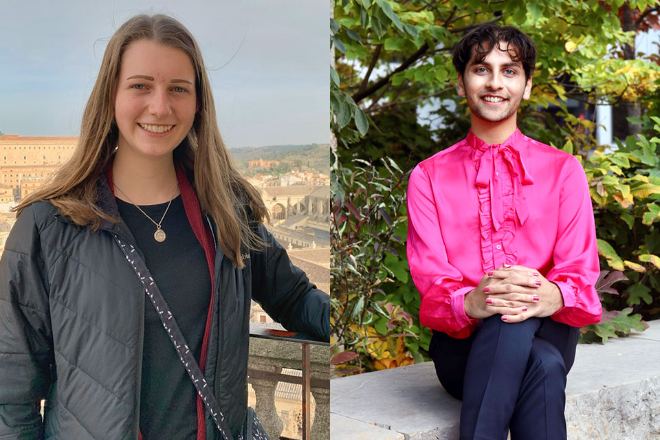 Grace Almgren, left, received an English Teaching Assistant and will be teaching in Spain. Anuj Gandhi, who applied for a Fulbright-Nehru Student ˻ֱ Grant, was named a research/study alternate. Photos submitted.